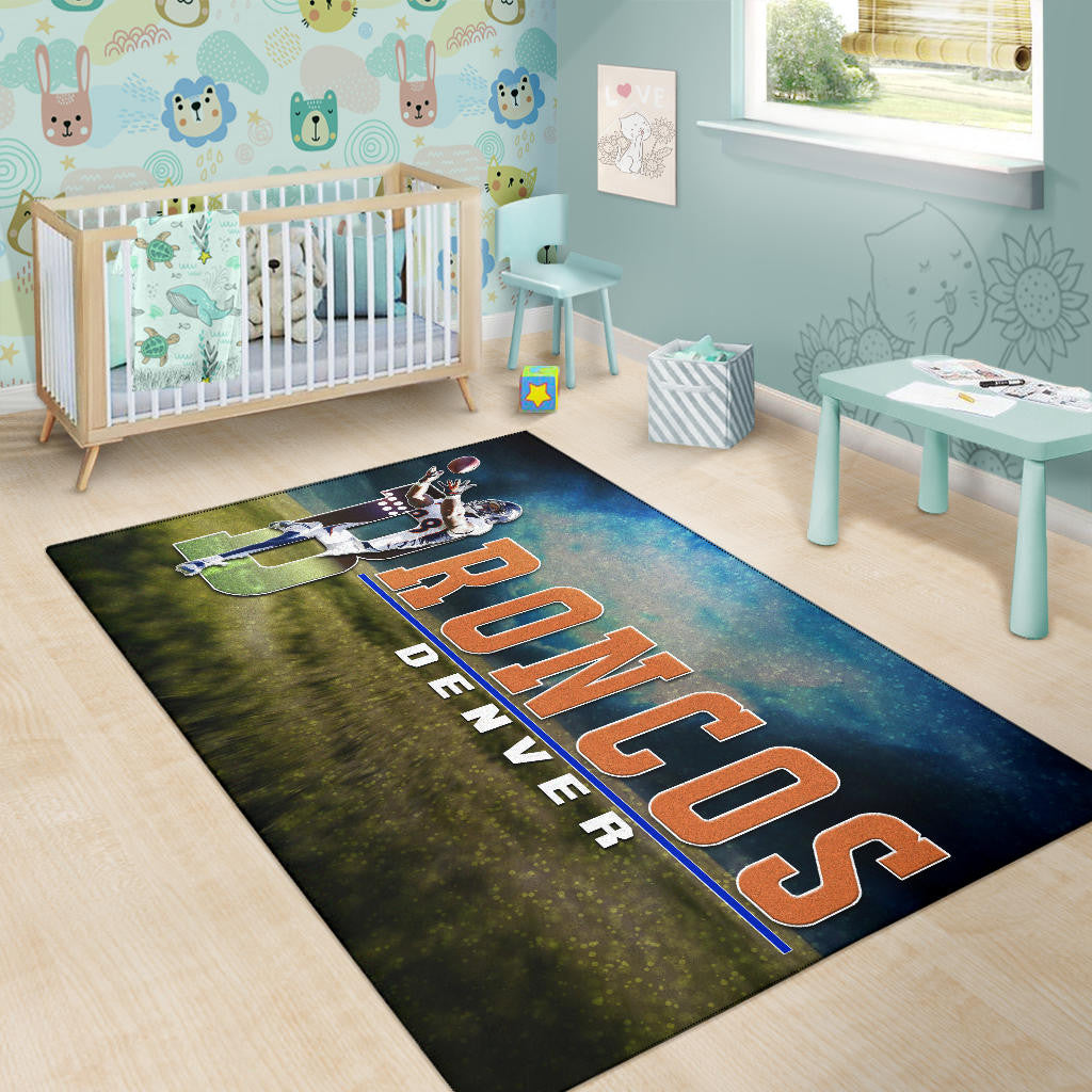 Denver American Football Broncos Demaryius 88 Catching Rugby Ball Area Rug Home Decor