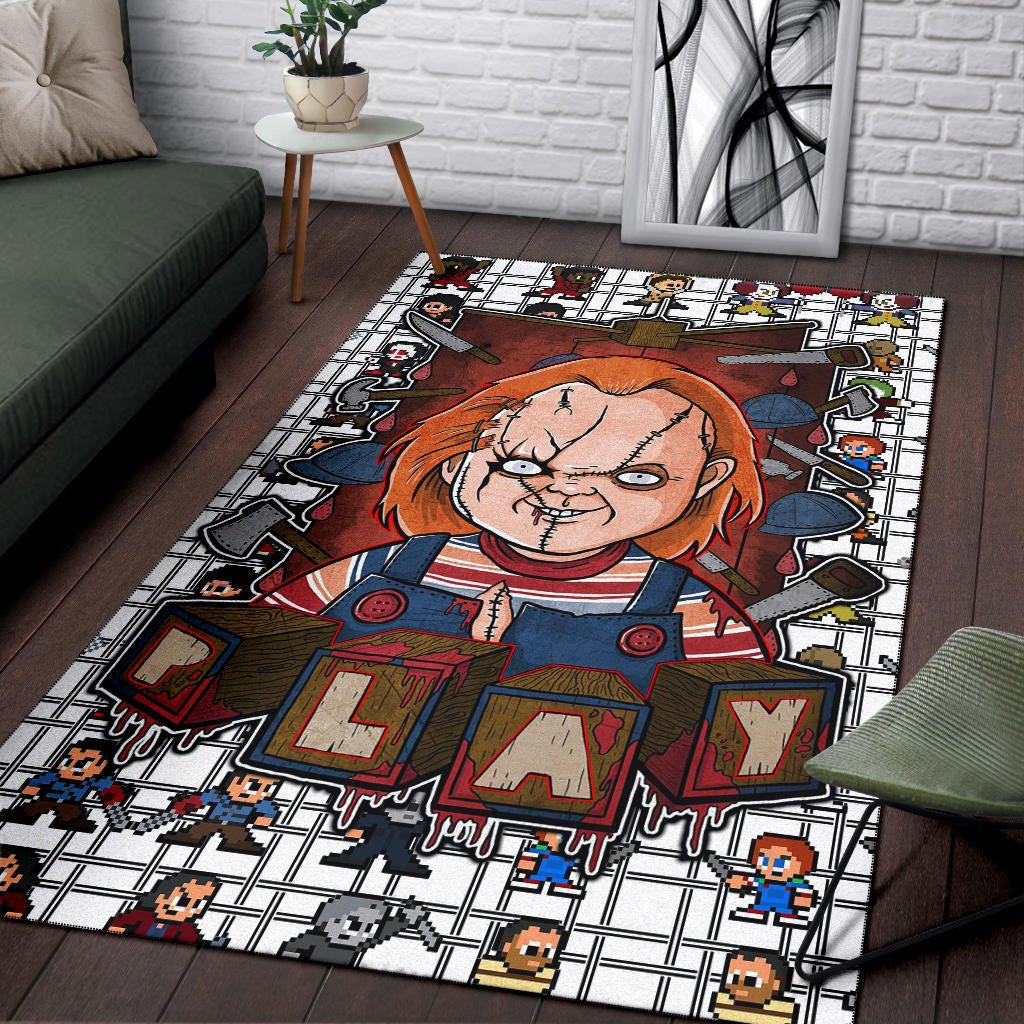 Horror Movie Chucky Wanna Play Horror Characters Game Mode Patterns Area Rug Home Decor