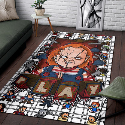 Horror Movie Chucky Wanna Play Horror Characters Game Mode Patterns Area Rug Home Decor