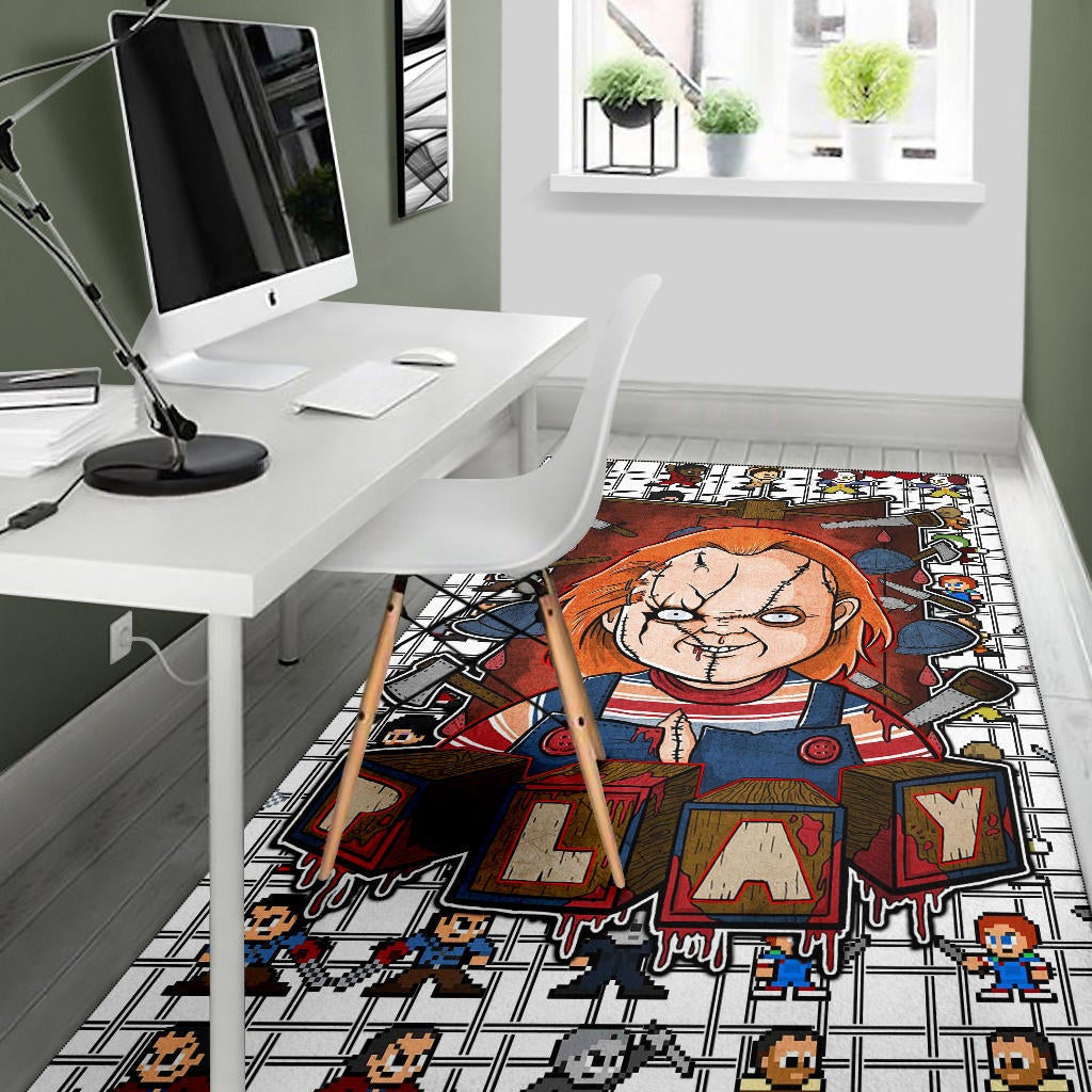 Horror Movie Chucky Wanna Play Horror Characters Game Mode Patterns Area Rug Home Decor