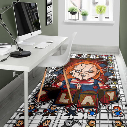 Horror Movie Chucky Wanna Play Horror Characters Game Mode Patterns Area Rug Home Decor