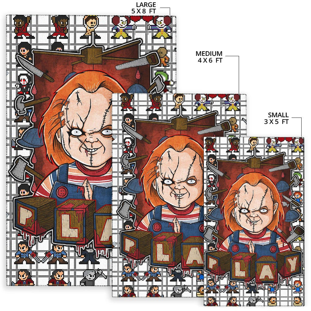 Horror Movie Chucky Wanna Play Horror Characters Game Mode Patterns Area Rug Home Decor