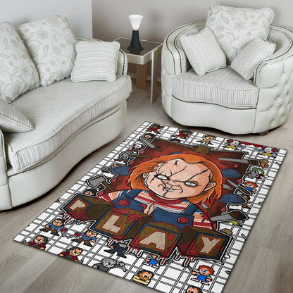 Horror Movie Chucky Wanna Play Horror Characters Game Mode Patterns Area Rug Home Decor