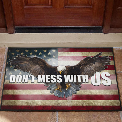 US Independence Day Bald Eagle Flying Don't Mess With US Door Mat Home Decor
