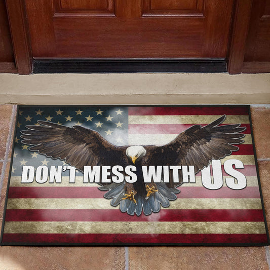 US Independence Day Bald Eagle Flying Don't Mess With US Door Mat Home Decor