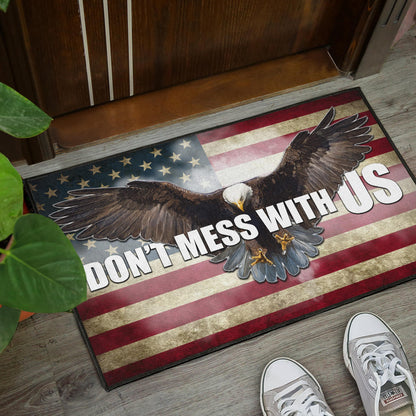 US Independence Day Bald Eagle Flying Don't Mess With US Door Mat Home Decor