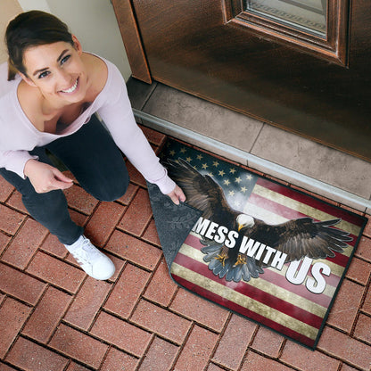 US Independence Day Bald Eagle Flying Don't Mess With US Door Mat Home Decor