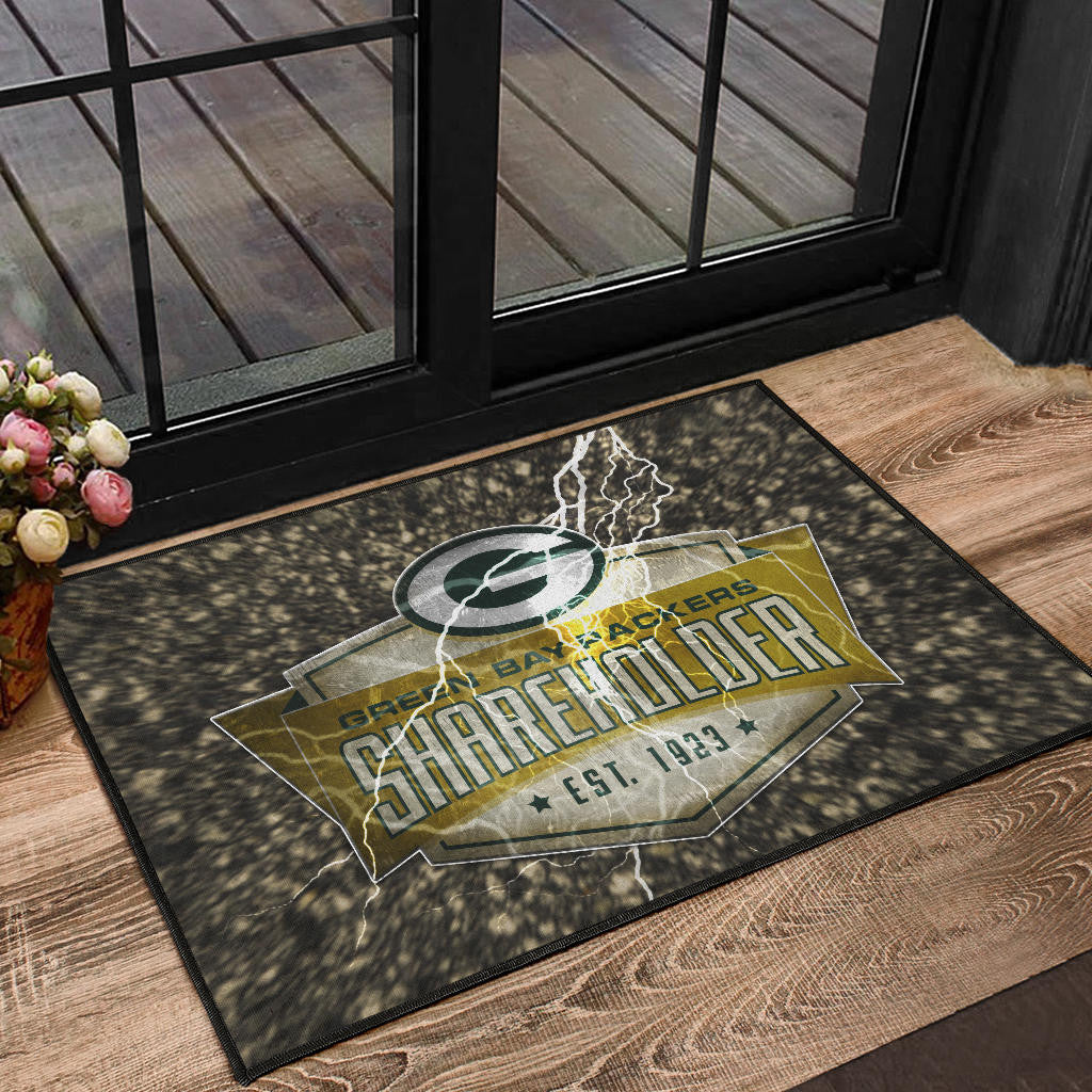 Green Bay American Football Packers G Shareholders Est 1923 Lightning Door Mat Home Decor