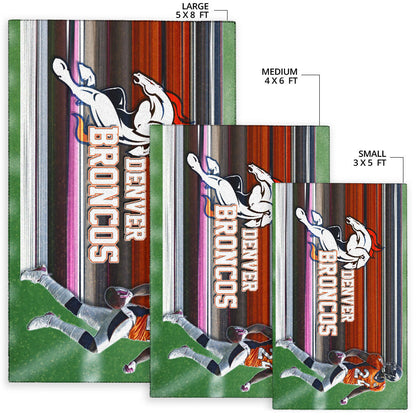 Denver American Football Broncos Bailey 24 Grab Rugby Ball Looking Back Area Rug Home Decor