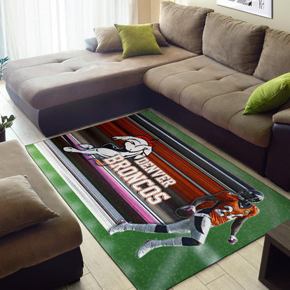 Denver American Football Broncos Bailey 24 Grab Rugby Ball Looking Back Area Rug Home Decor