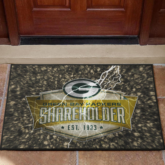 Green Bay American Football Packers G Shareholders Est 1923 Lightning Door Mat Home Decor