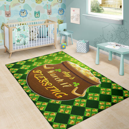 Saint Patrick's Mar 17 Blessing Pot Of Gold Coins Area Rug Home Decor