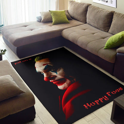 Horror Movie Joker Quote Put On A Happy Face Area Rug Home Decor