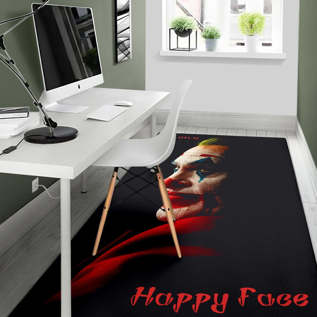 Horror Movie Joker Quote Put On A Happy Face Area Rug Home Decor