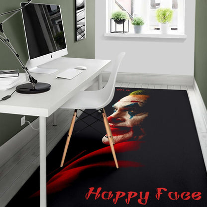 Horror Movie Joker Quote Put On A Happy Face Area Rug Home Decor