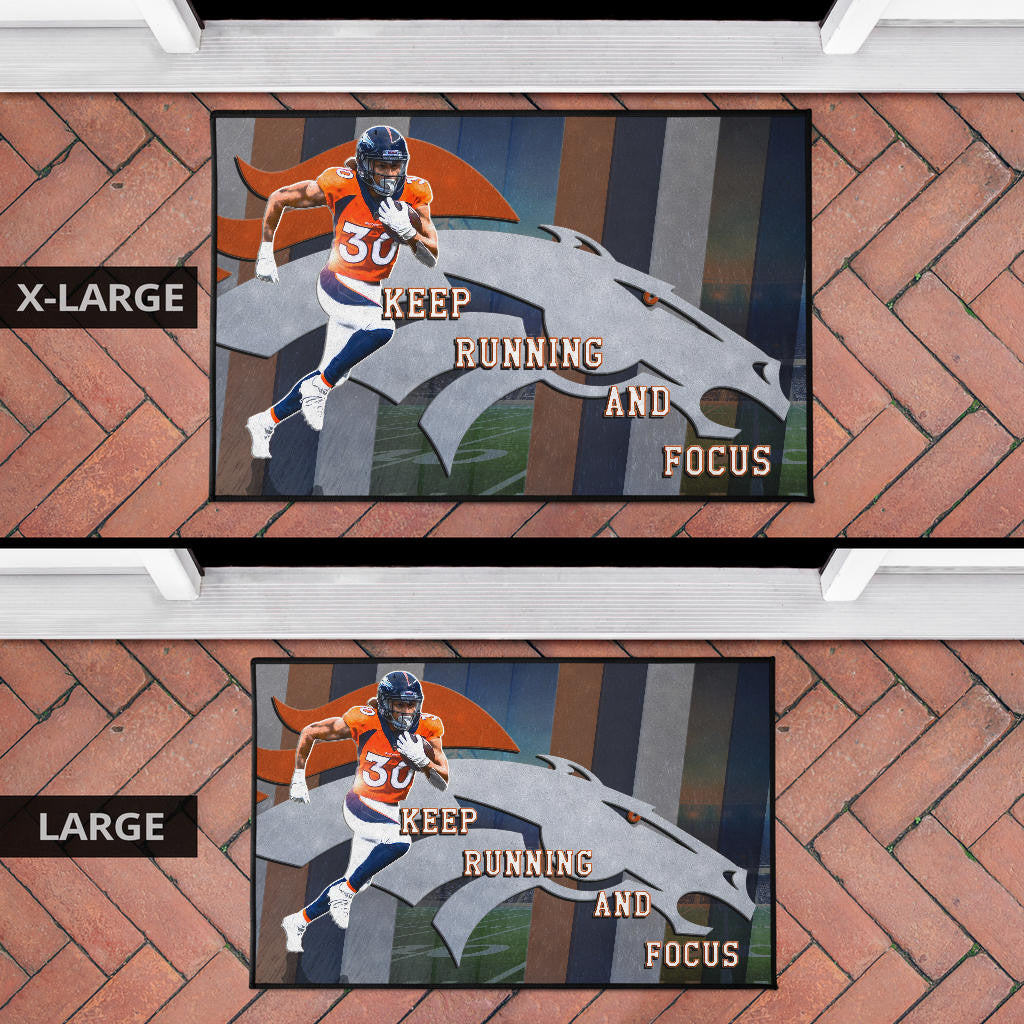 Denver American Football Broncos Keep Running And Focus Door Mat Home Decor