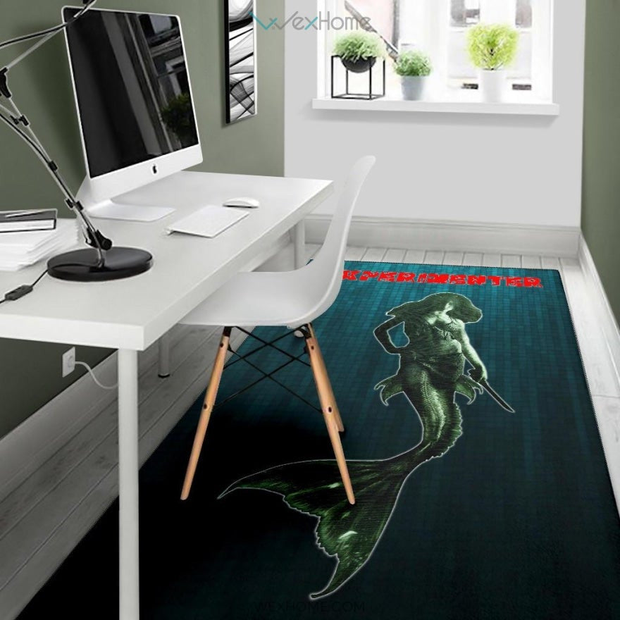 Horror Movie Mermaid Experimenter With Knife Area Rug Home Decor