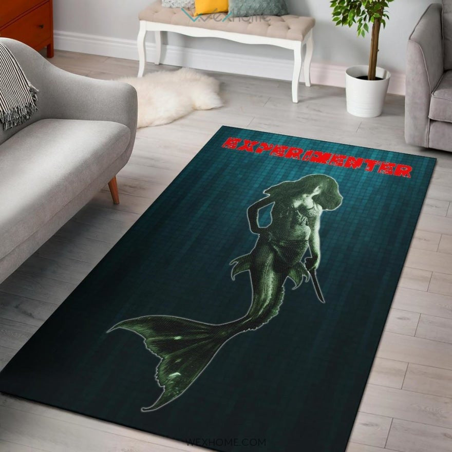 Horror Movie Mermaid Experimenter With Knife Area Rug Home Decor