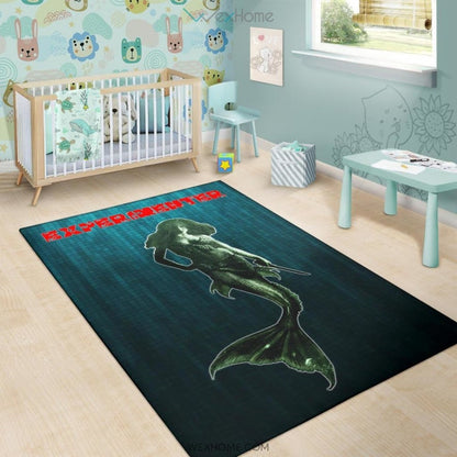 Horror Movie Mermaid Experimenter With Knife Area Rug Home Decor