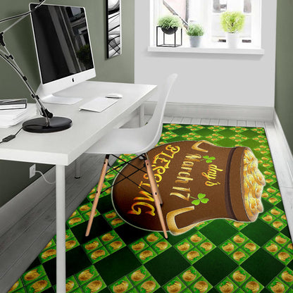 Saint Patrick's Mar 17 Blessing Pot Of Gold Coins Area Rug Home Decor