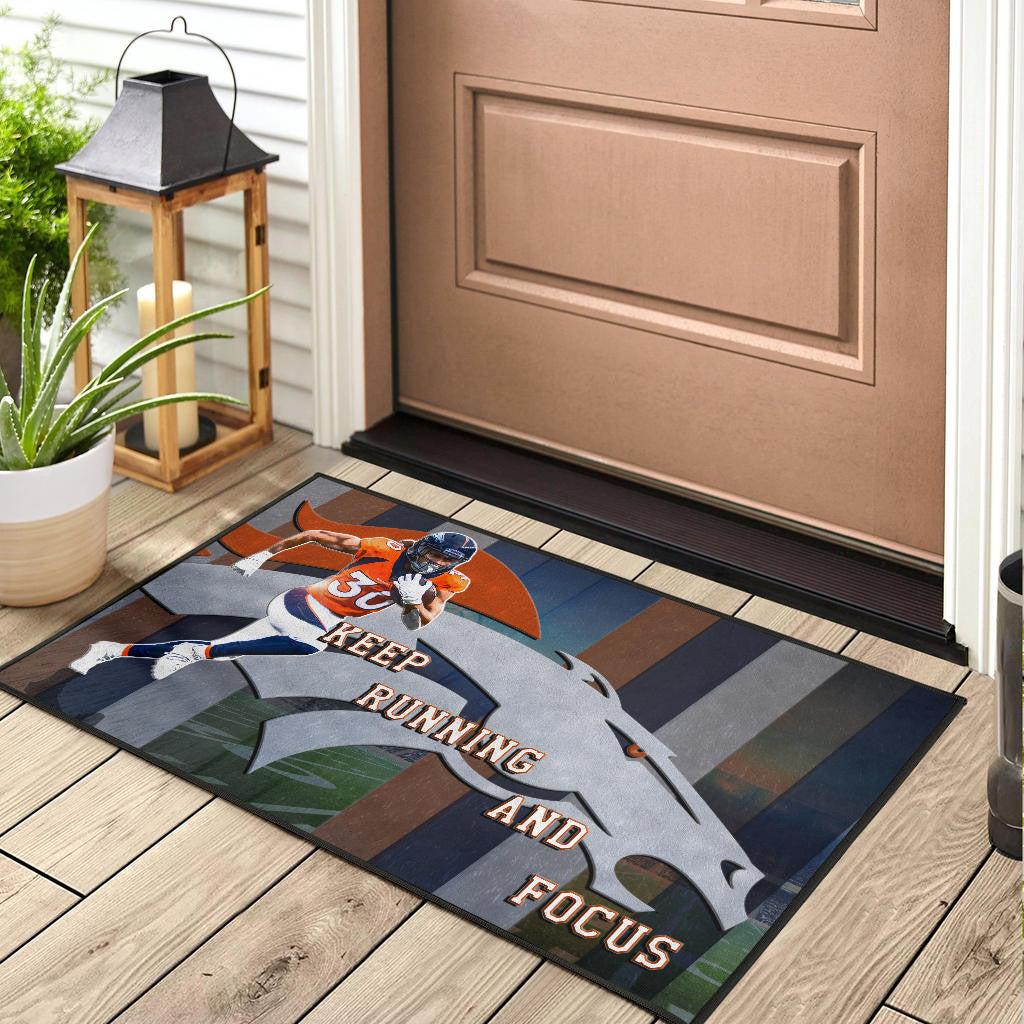 Denver American Football Broncos Keep Running And Focus Door Mat Home Decor