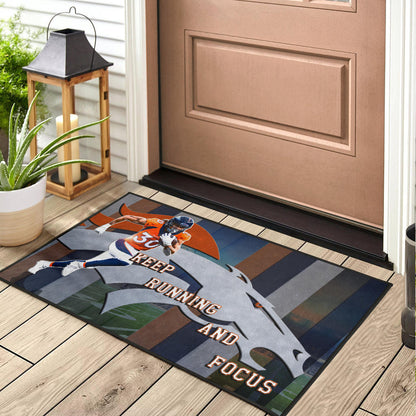 Denver American Football Broncos Keep Running And Focus Door Mat Home Decor