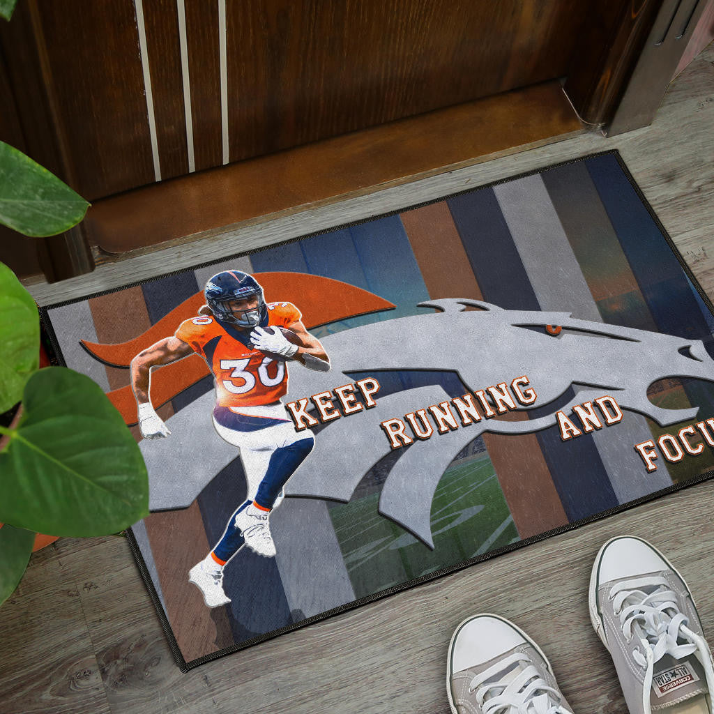 Denver American Football Broncos Keep Running And Focus Door Mat Home Decor