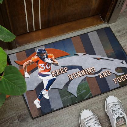 Denver American Football Broncos Keep Running And Focus Door Mat Home Decor