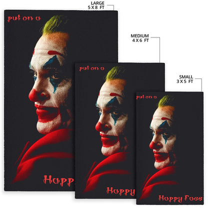 Horror Movie Joker Quote Put On A Happy Face Area Rug Home Decor