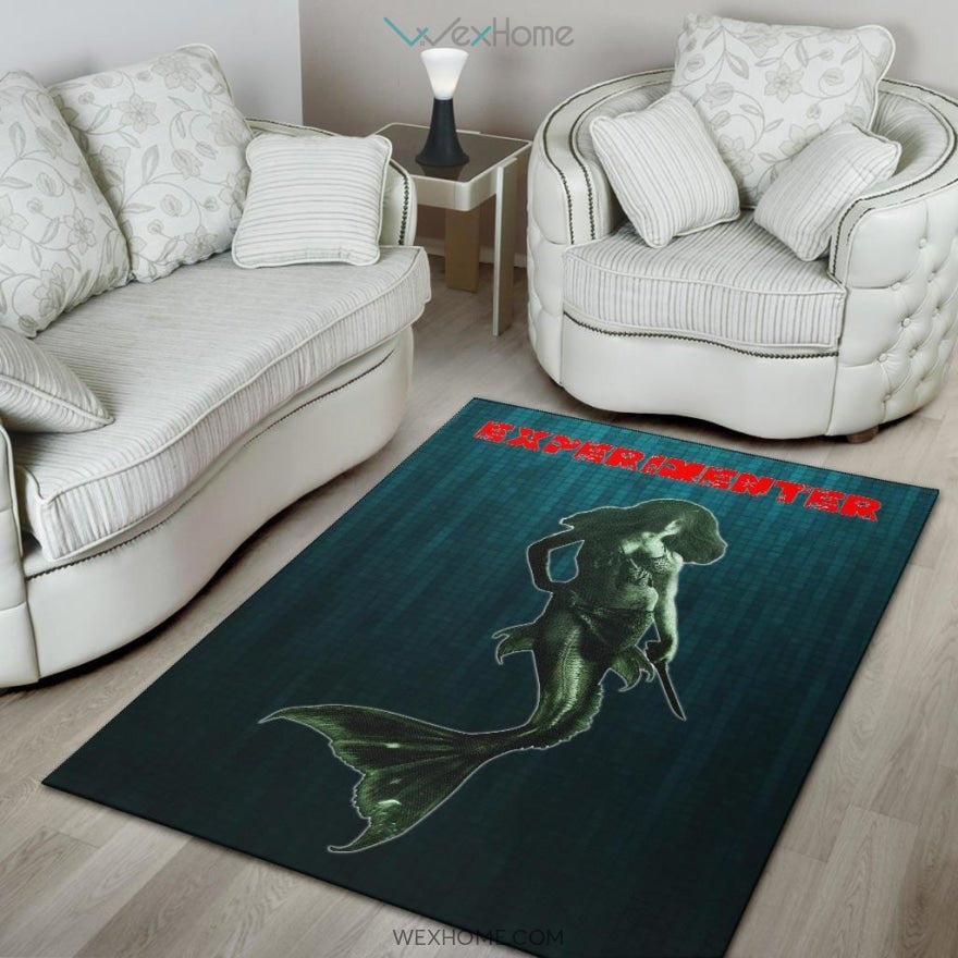 Horror Movie Mermaid Experimenter With Knife Area Rug Home Decor