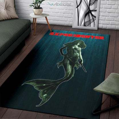 Horror Movie Mermaid Experimenter With Knife Area Rug Home Decor
