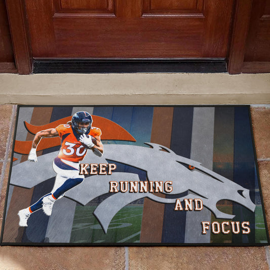 Denver American Football Broncos Keep Running And Focus Door Mat Home Decor