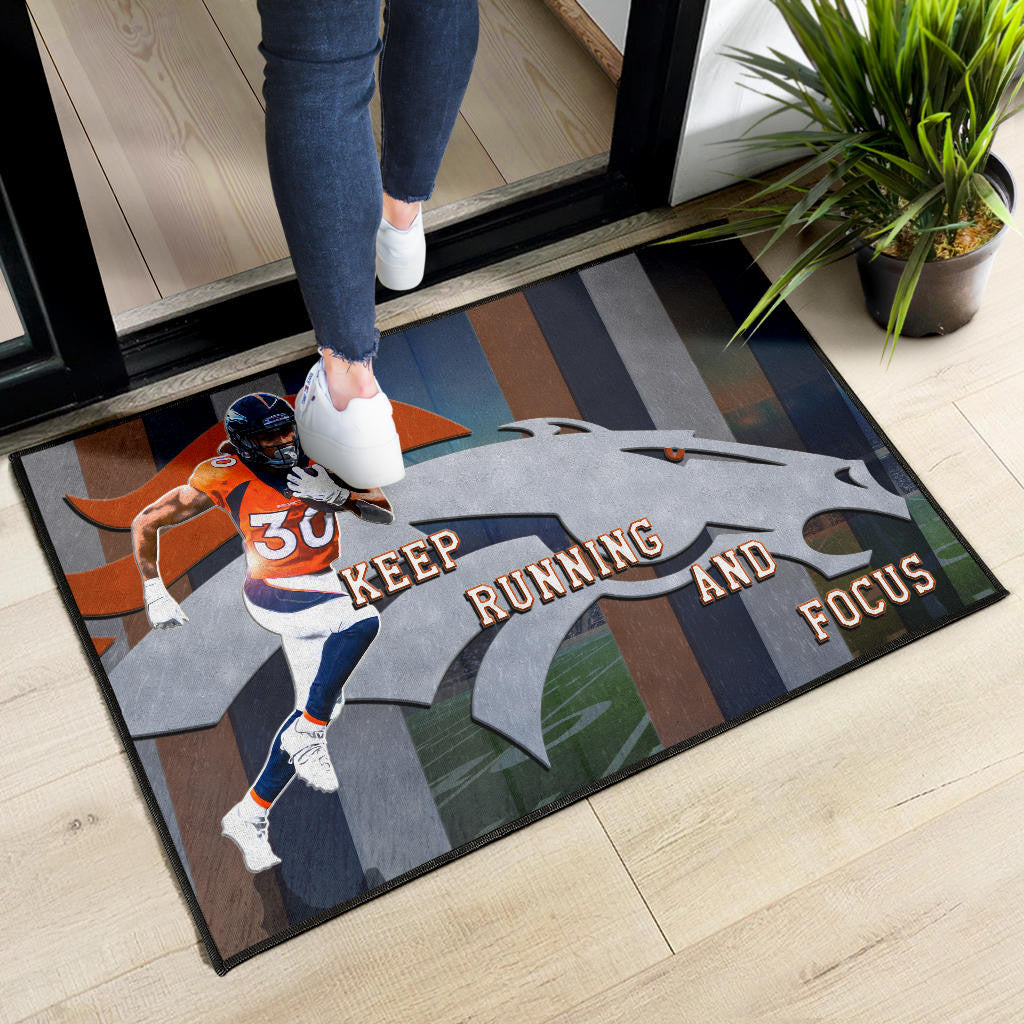 Denver American Football Broncos Keep Running And Focus Door Mat Home Decor