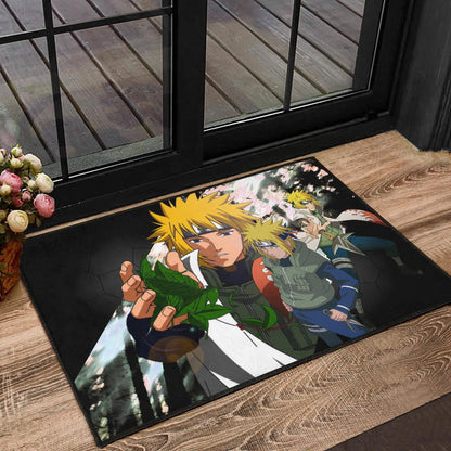 Naruto Anime Minato Konoha Hokage Kunai Fighting Door Mat Home Decor