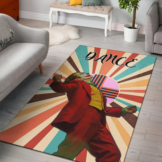 Horror Movie Joker Dancing Vintage Spiral Background Area Rug Home Decor