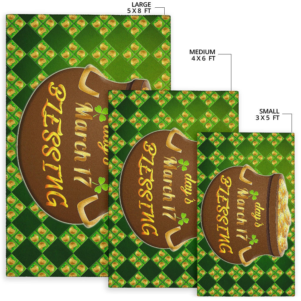 Saint Patrick's Mar 17 Blessing Pot Of Gold Coins Area Rug Home Decor