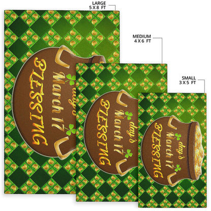 Saint Patrick's Mar 17 Blessing Pot Of Gold Coins Area Rug Home Decor