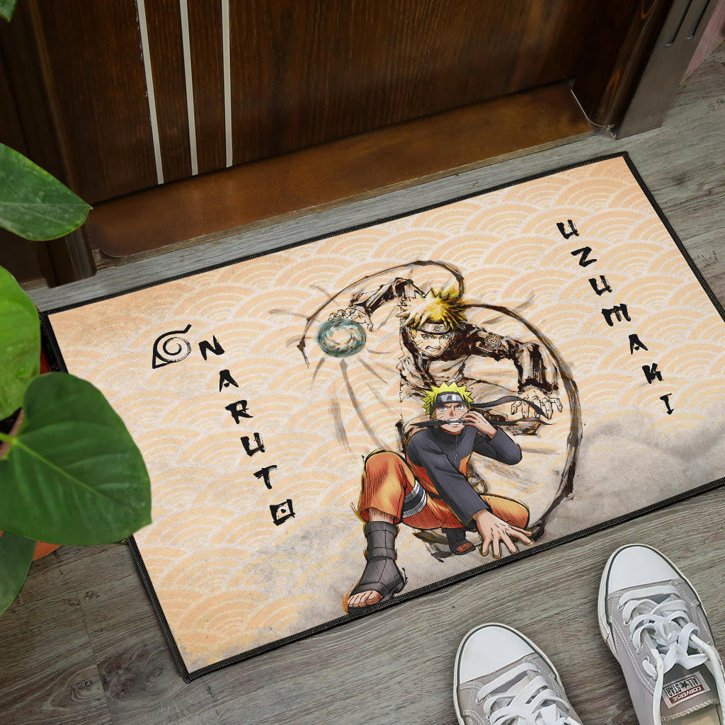 Naruto Anime Naruto Rasengan Power Black Painting Artwork Door Mat Home Decor