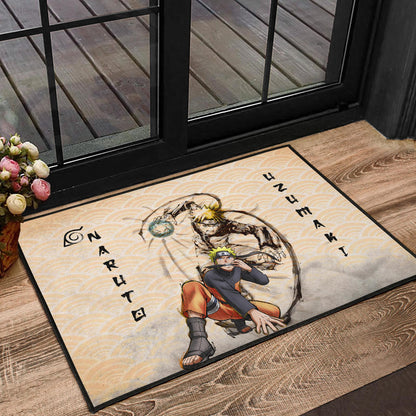 Naruto Anime Naruto Rasengan Power Black Painting Artwork Door Mat Home Decor
