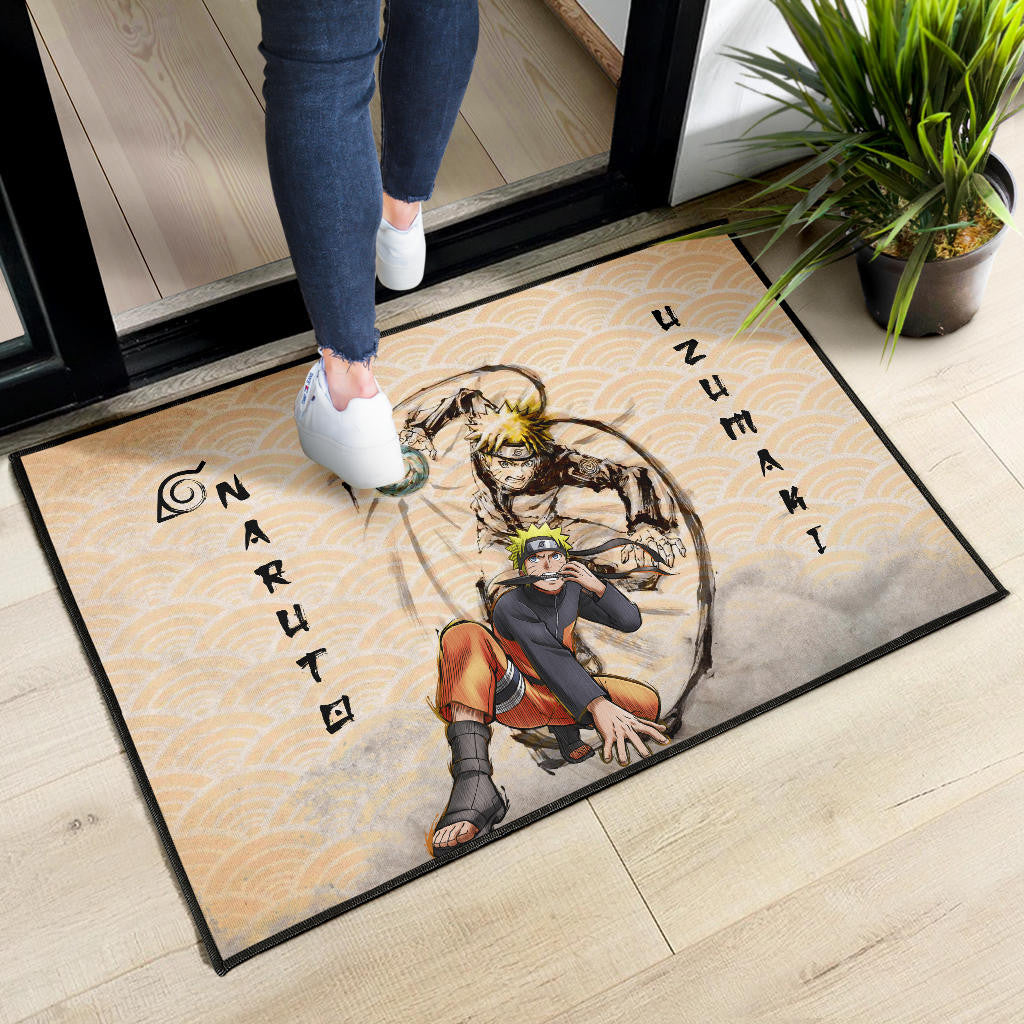 Naruto Anime Naruto Rasengan Power Black Painting Artwork Door Mat Home Decor