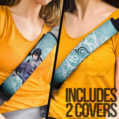 Naruto Anime Sasuke Uchiha Cloud Pattern Blue Theme Seat Belt Covers