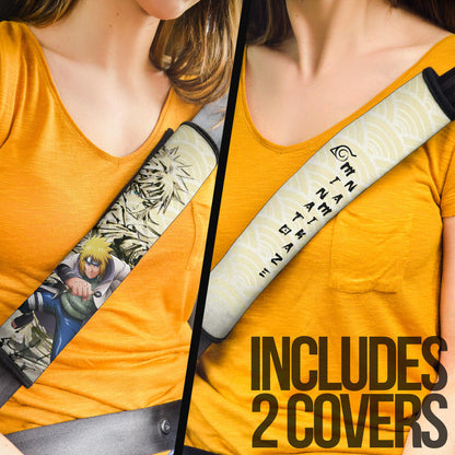 Naruto Anime Minato Namikaze Using Kunai Black Painting Artwork Seat Belt Covers