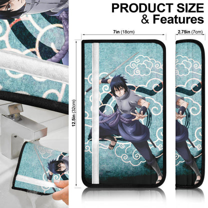 Naruto Anime Sasuke Uchiha Cloud Pattern Blue Theme Seat Belt Covers