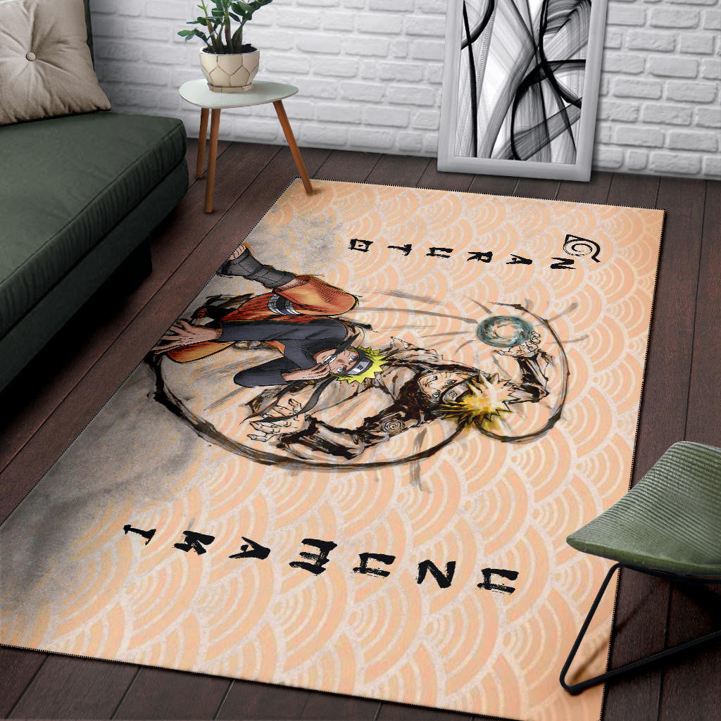 Naruto Anime Naruto Rasengan Power Black Painting Artwork Area Rug Home Decor