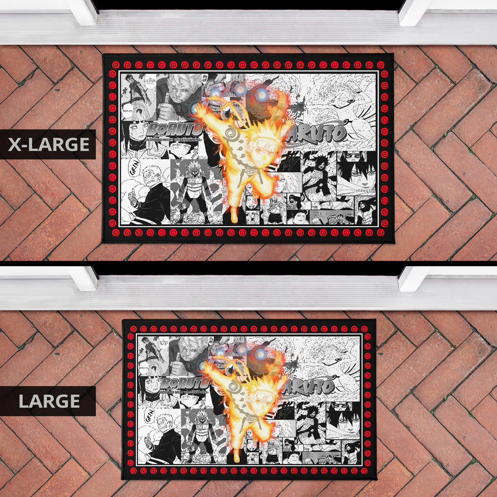 Naruto Anime Naruto Bijuu Mode Manga Black White Background Door Mat Home Decor