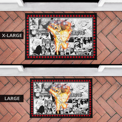 Naruto Anime Naruto Bijuu Mode Manga Black White Background Door Mat Home Decor