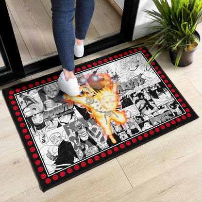 Naruto Anime Naruto Bijuu Mode Manga Black White Background Door Mat Home Decor
