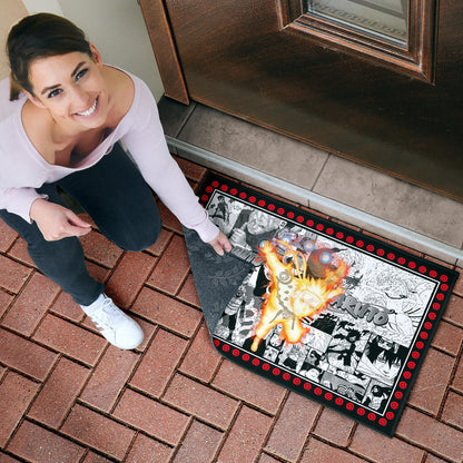Naruto Anime Naruto Bijuu Mode Manga Black White Background Door Mat Home Decor