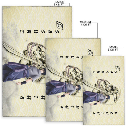 Naruto Anime Sasuke Uchiha Using Sword Black Painting Artwork Area Rug Home Decor
