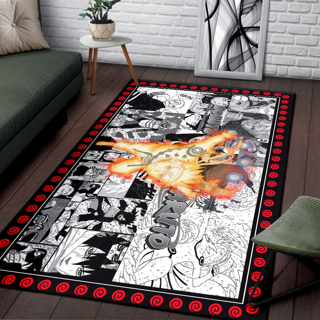 Naruto Anime Naruto Bijuu Mode Manga Black White Background Area Rug Home Decor